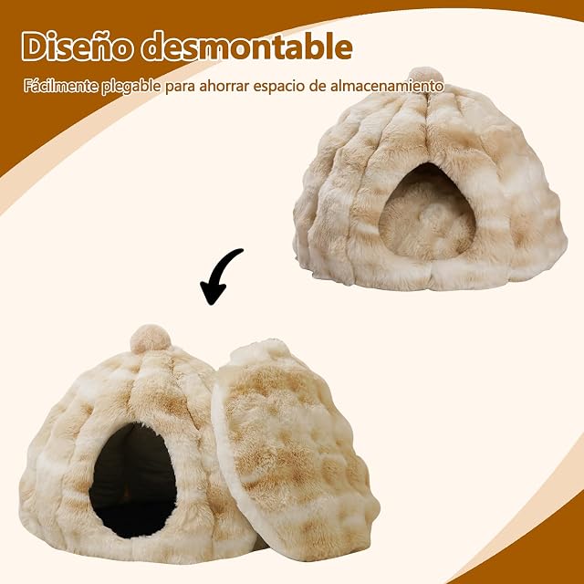 Foto 5 de 7 de Galatée Cama Cueva para Gatos, Casita Suave y Cálida para Gatos
