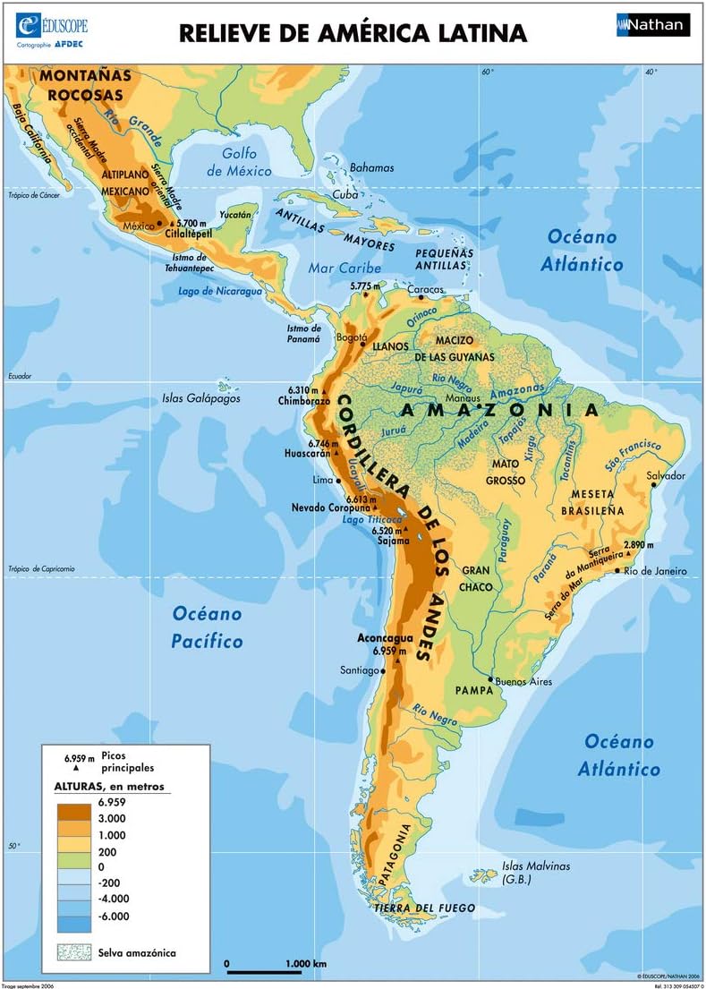 Carte L Amerique Latine En Espagnol Relief Politique Collectif Amazon Fr Cuisine Et Maison