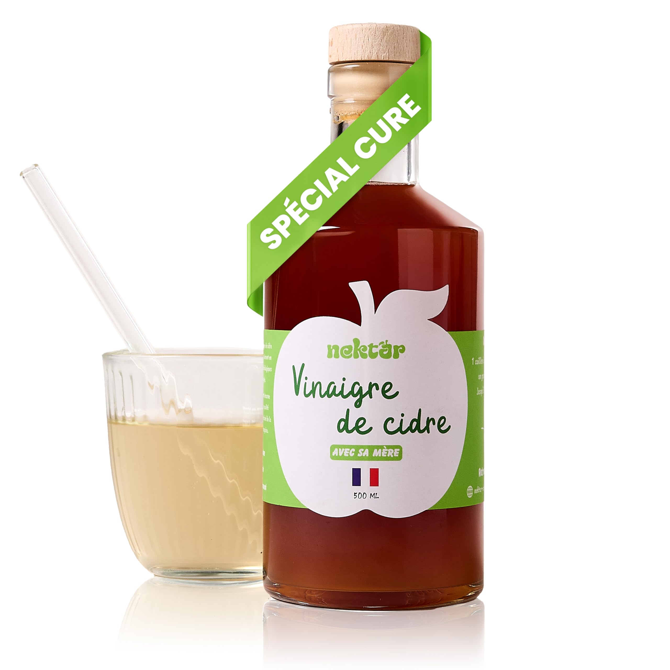 Nektar | Vinaigre de Cidre Bio | Non Pasteurisé, Non Filtré, Avec sa Mère | Digestion, Glycémie, Perte de Poids | Spécial Cure | 500 ml | Fabriqué artisanalement en Normandie - 1