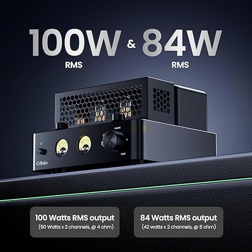 Miniatura 5 de Amplificador de tubo de audio con 4 tubos de vacío, 100 W, amplificador de potencia híbrido estéreo integrado para altavoces de estantería de alta