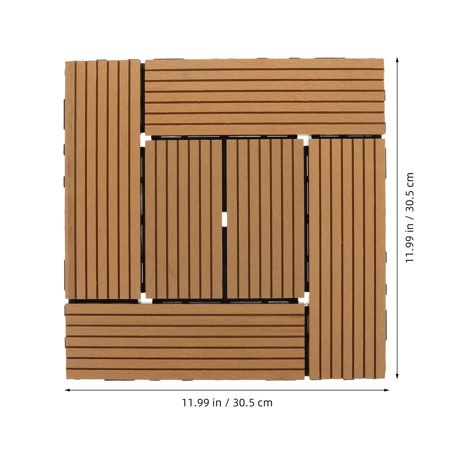 Baldosas de madera de plástico entrelazadas for exteriores, balcón, Patio, suelo de jardín, textura de madera realista, clima de 30,5x30,5x2cm