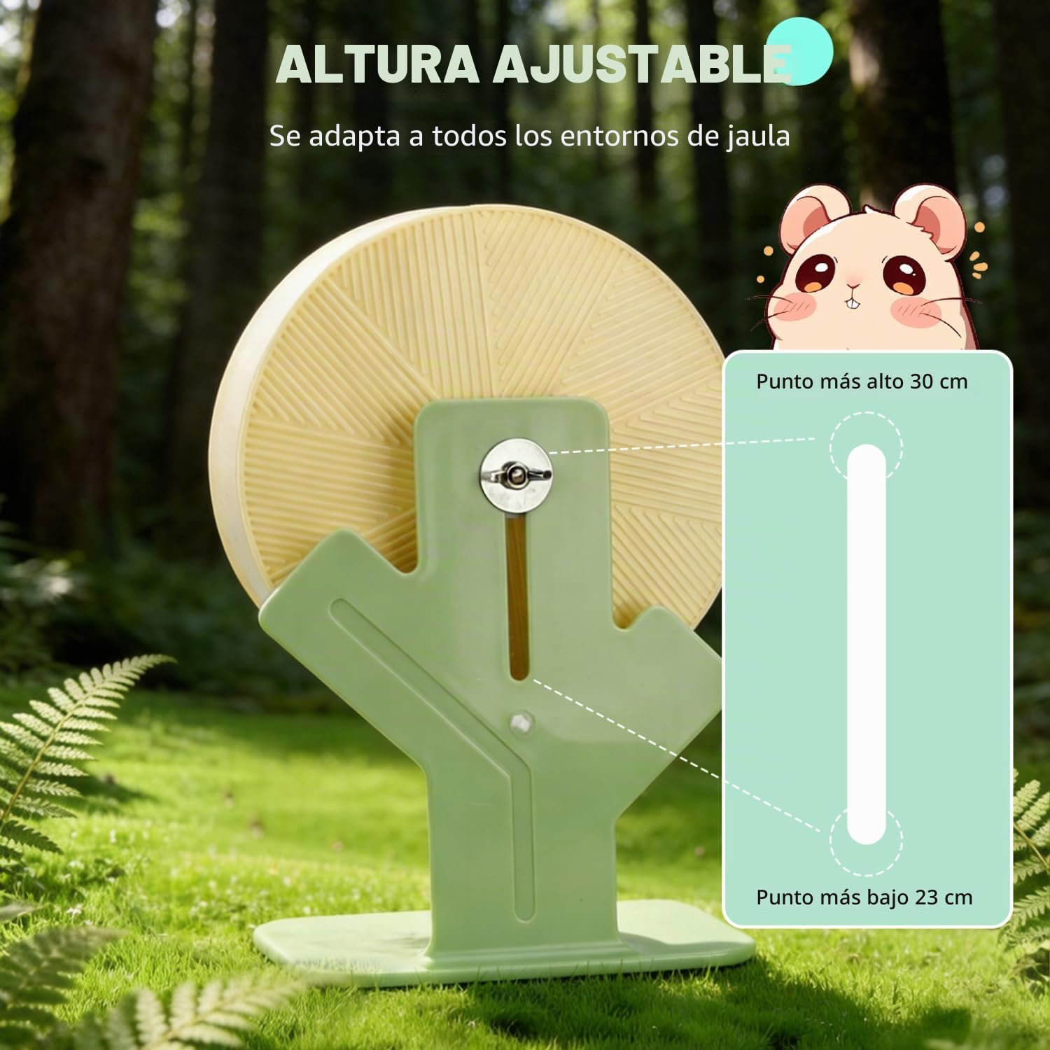 Nobleza Rueda Hamster Silenciosa 22CM, Rueda de Ejercicio de Altura Ajustable con Base Antivuelco y Pista sin Costuras, Accesorios para Jaula de Hámster Sirio, Gerbos y Erizos |
