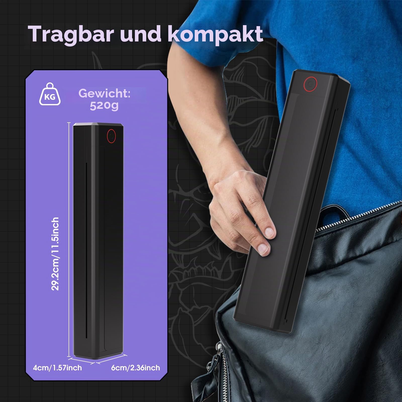 INKin Tattoo Maschine Set, Kabelloser Tätowiermaschine mit 4.0 Hublänge und 2pcs 1800mAh Batterien, Tattoo Zubehör Set Komplett mit Tattoo Drucker Bluetooth, Stencil Stuff, Tattoo Farbe und Nadeln