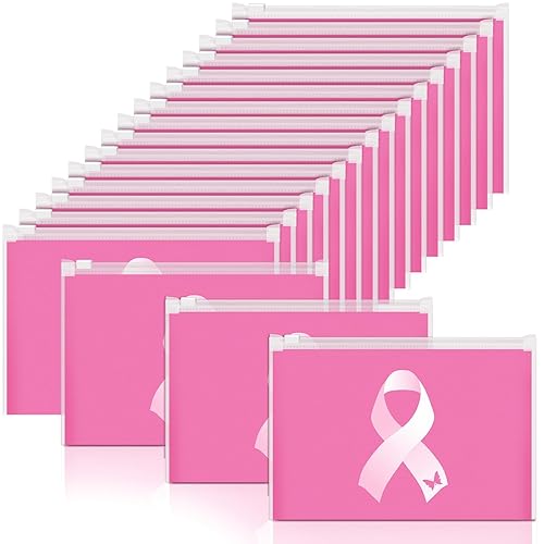 100 bolsas de maquillaje para concientización sobre el cáncer de mama, bolsas de cosméticos a granel, bolsas de cosméticos para sobrevivientes de