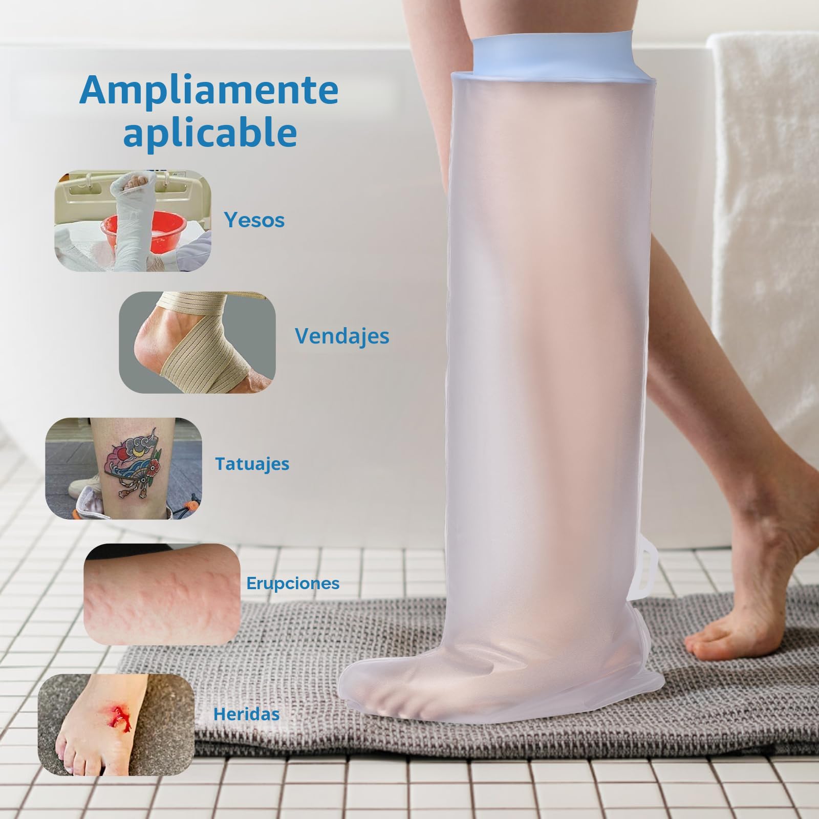 Fasola Protector Escayola Pierna Niños, Funda Escayola Pierna Reutilizable Niños Mantenga el Vendaje Seco Durante la Ducha, 72cm