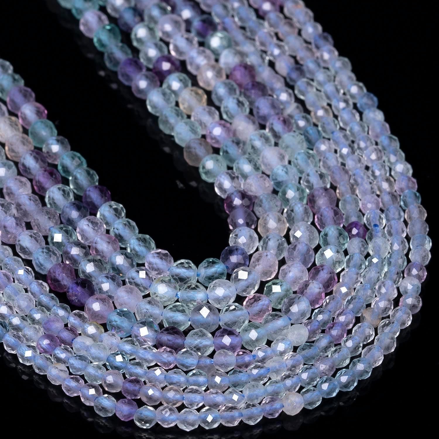 3mm 120pcs Natural Colorful Fluorite Beads, Songxi Small Faceted Round Loose Gemstone Beads for Jewelry Making, DIY Art and Craft, Bracelet for Necklace (1 Strand) - Image 7