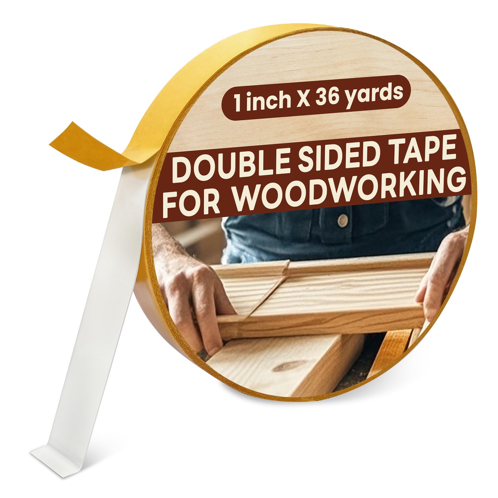 Tikfoam Double Sided Tape for Woodworking 1-Inch by 36 Yards(1roll for Wood Template Removable Woodworker’s Tape Strong Adhesion but Removable &