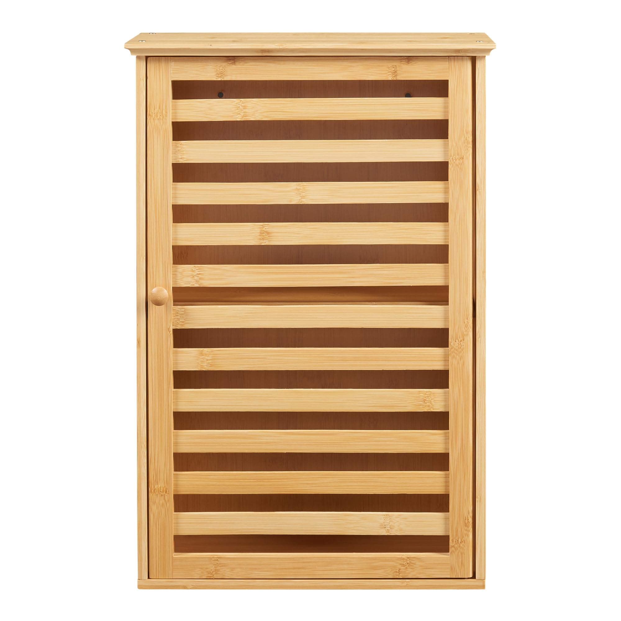 [en.casa] Armario de Baño Pared Järfälla Estantería Mural con Compartimentos Cerrados Mueble de Pared para Baño Cocina Dormitorio Oficina Bambú 55 x 37 x 16cm - Natural