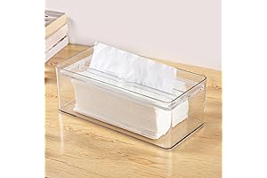 Premium Napkin Holder with Lid - Clear Cube Tissue Box Cover
