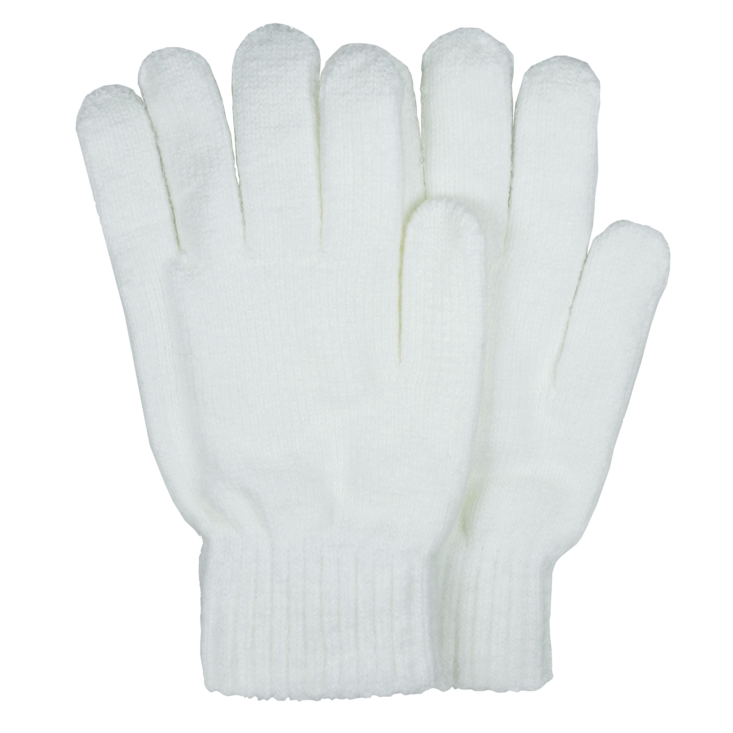 Gelante 12 Pairs Knitted Magic Stretch Winter Gloves for Men and Women, Warm Gloves for Cold Weather 2098G White