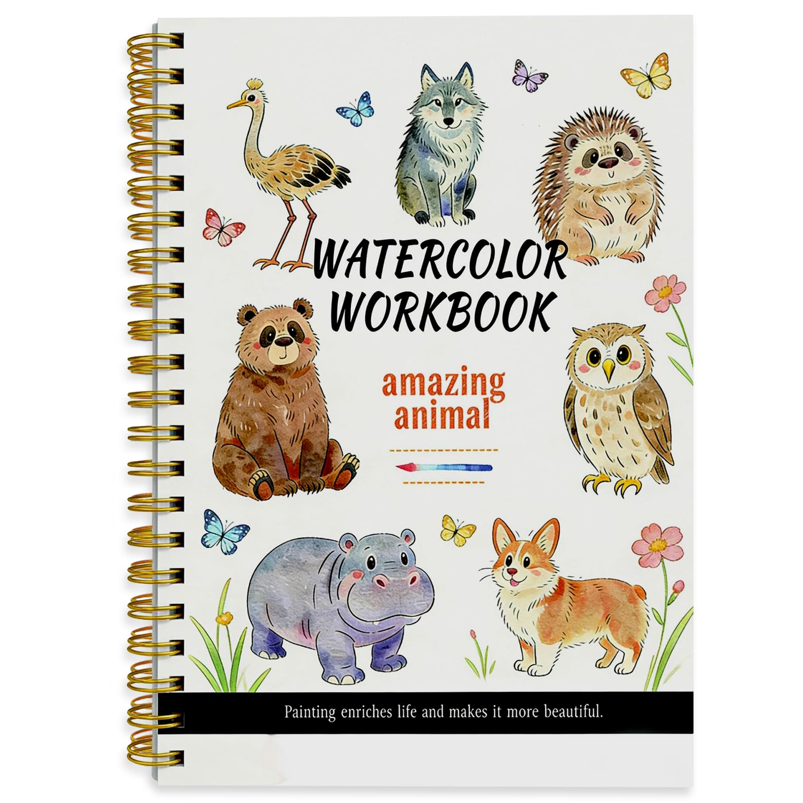 Watercolor Workbooks, Animals Watercolour Workbook with Reference Picture & 2 Color Mixing Reference, 14 Patterns Watercolour Workbooks Art & Crafts Painting Supplies Gifts for Beginners Adults Kids