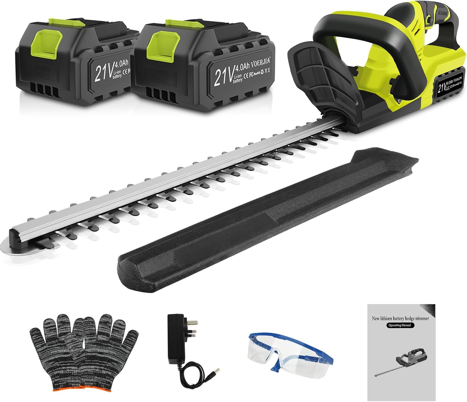 VOERJIA 21V Heavy Duty Cordless Hedge Trimmer, 2 * 4000mAh hedge cutter