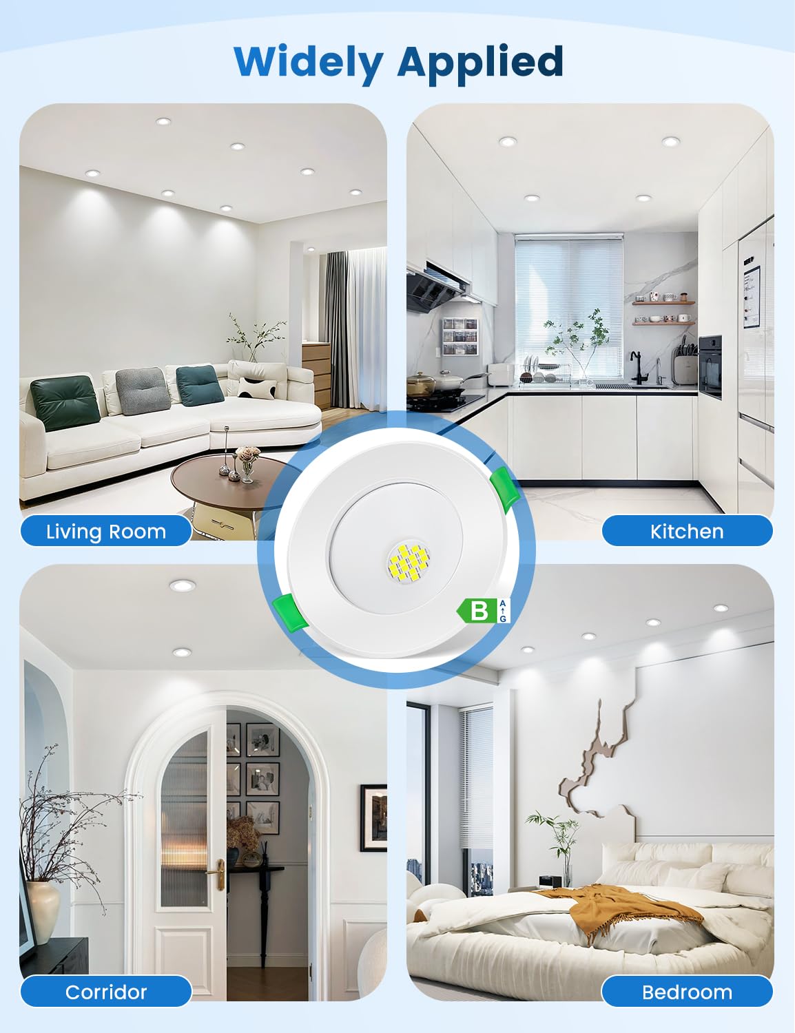 Faretti LED da Incasso per Cartongesso Luce Freddo 6500K,5W 800LM Luci da Soffitto Interno Ultra Piatti 230V IP44 Bagno – Classe Energetica B, Foro Ø68-80mm, Non Dimmerabili, Set di 12