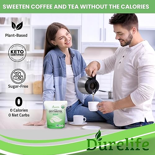 Miniatura 7 de Durelife Edulcorante de eritritol orgánico USDA, sin OMG verificado, certificado Keto, sin sabor residual, Kosher, alternativa de azúcar a base de