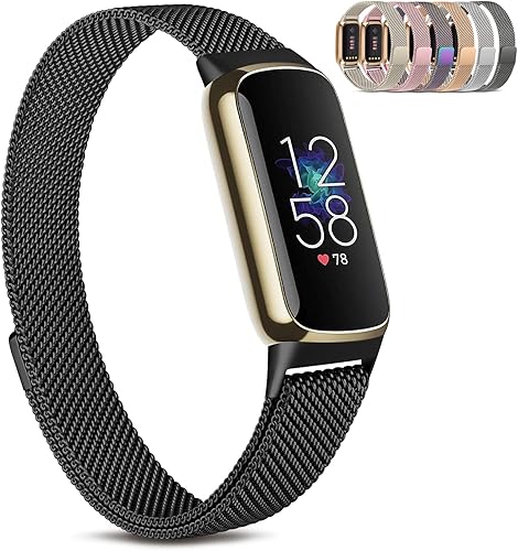 Amzpas Correa de metal compatible con Fitbit Luxe para mujeres y hombres, correa de repuesto de malla de acero inoxidable para Fitbit LuxeLuxe