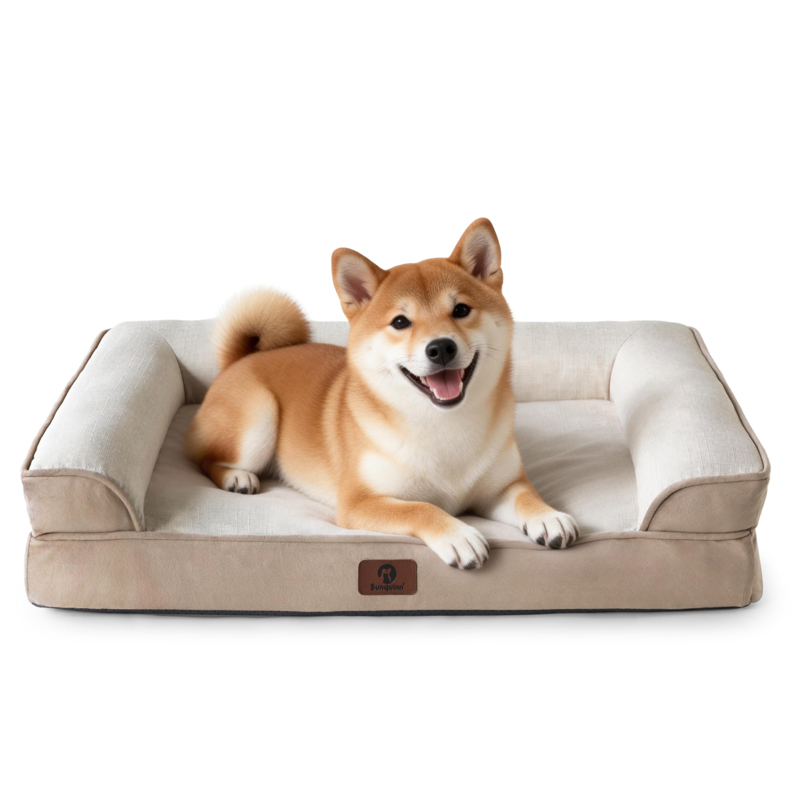 犬用ベッド クッション付き ベージュ 大きめ Amazon | Sunquinn 犬 ベッド ペットベッド 猫 ベッド 犬用ベッド