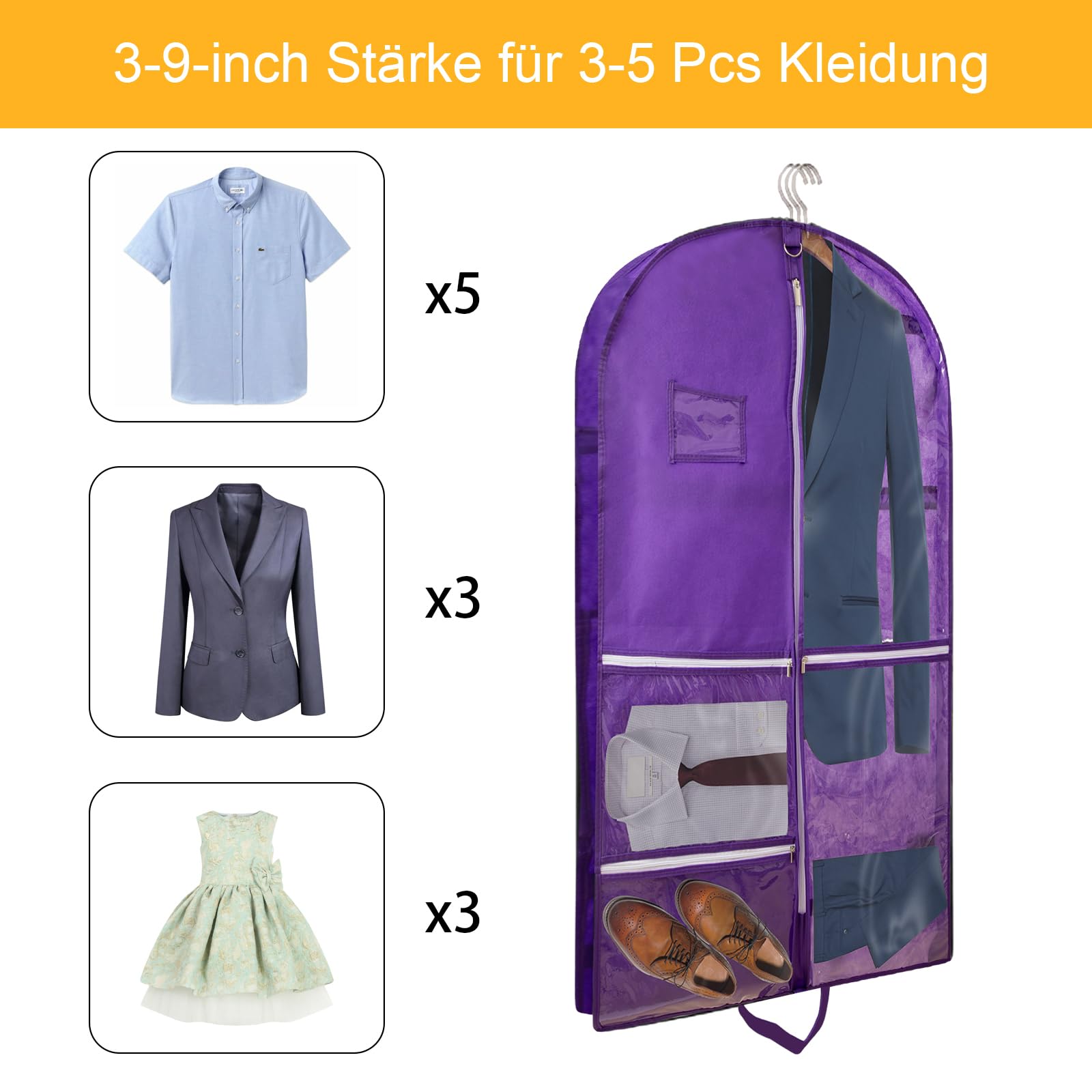 Housse de vêtement pour le Voyages et le stockage – Housse de protection avec Poignées Housse de vêtement pour le Voyages et le stockage – Housse de protection avec Poignées