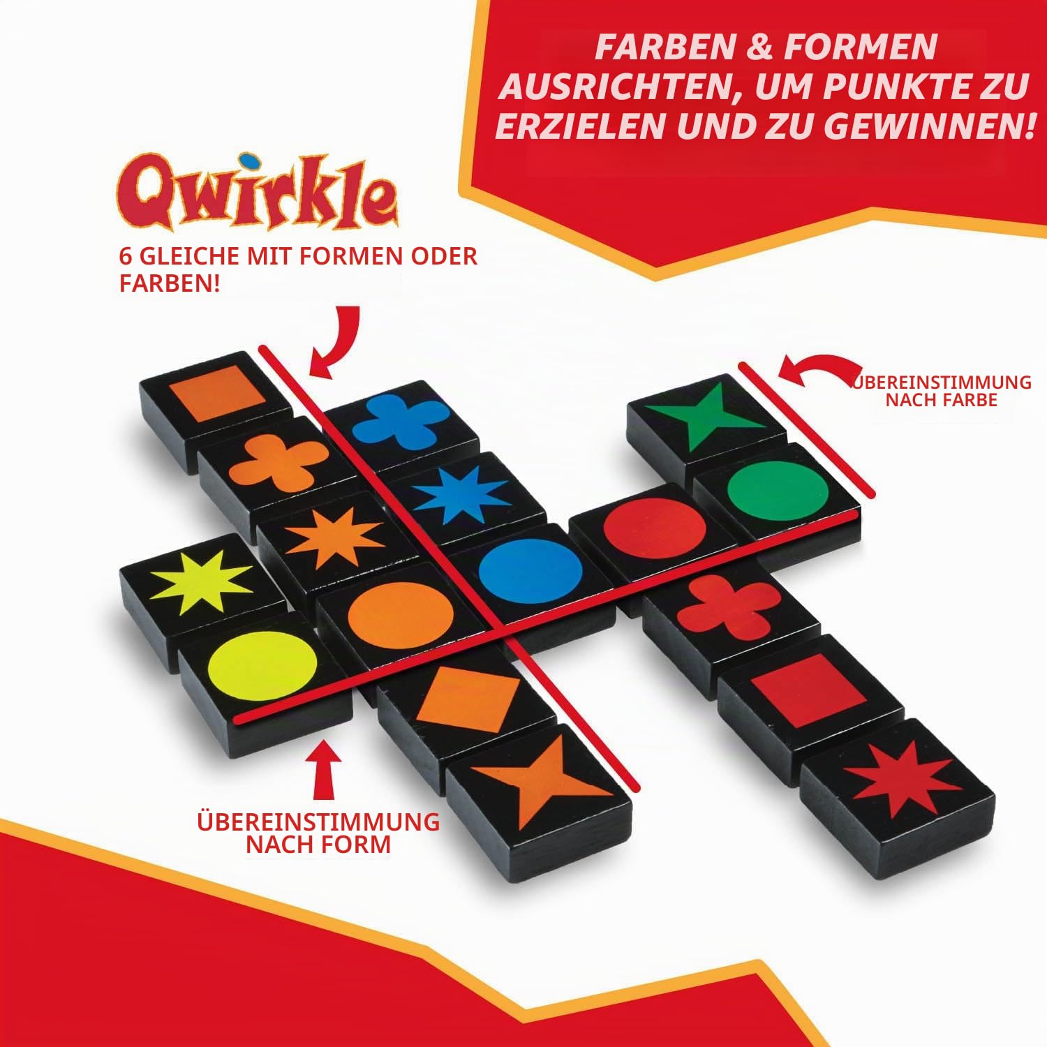 Qwirkle Brettspiel - Strategiespiel für 2-4 Spieler ab 6 Jahren - Deluxe mit Tabletts