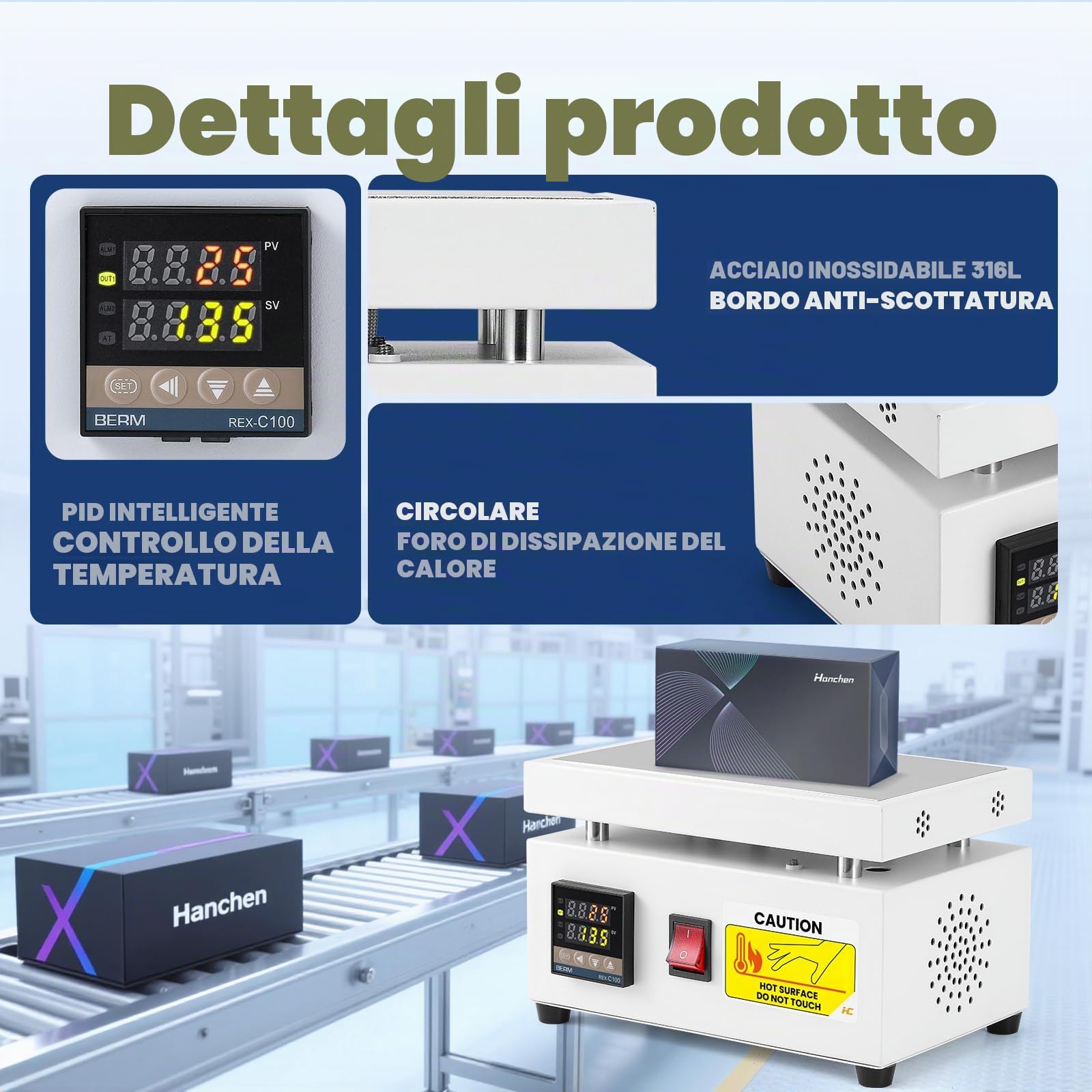 Hanchen Macchina per imballaggio in cellophane Macchina di sovrapposizione manuale Macchina per sigillare a caldo da banco per film BOPP Profumi Cosmetici Scatola per poker PVC (120×200mm)