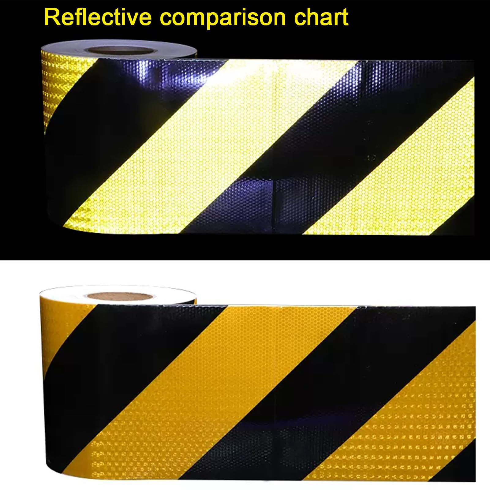 Cinta Reflectante Negra Y Amarilla, Cinta de Advertencia de Seguridad, Pegatina Reflectante de Alta Intensidad, Autoadhesiva, Impermeable, para Remolques, Camiones, Coches, Barcos, Señales Y