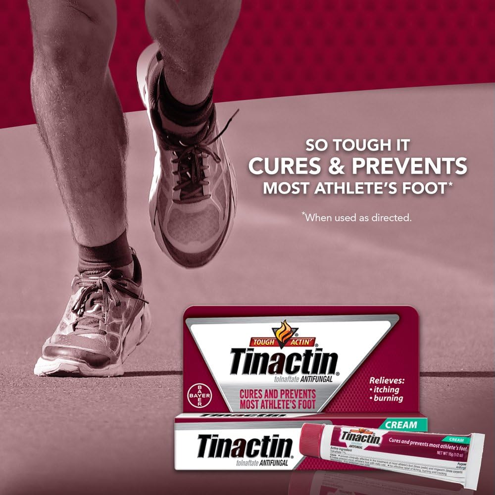 Tinactin Athlete's Foot Cream, Tolnaftate 1%, Antifungal, AF Treatment, Proven Clinically Effective on Most Athlete’s Foot and Ringworm, Cream, 1 Ounce, 30 Grams, Tube : Health & Household