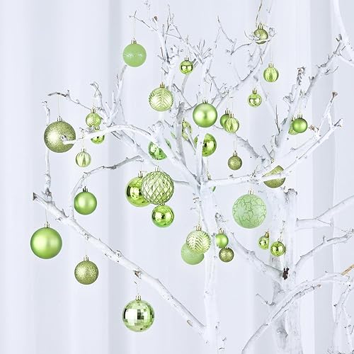 Miniatura 6 de LANGXUN 36 bolas de decoración de árbol de Navidad color azul ácido 2023, 6 bolas de Navidad de 3.2 pulgadas, 12 piezas de 2.4 pulgadas, 18 piezas