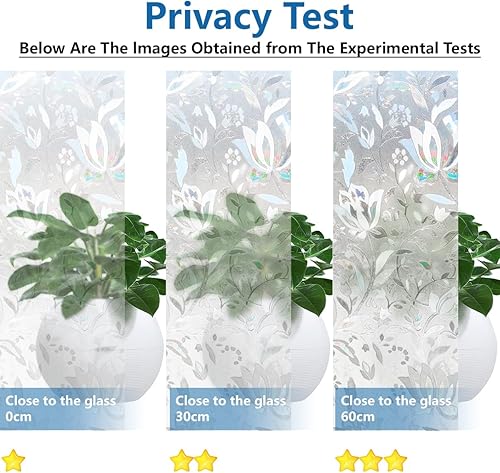 Miniatura 6 de Niviy Película 3D para ventana, no adhesiva, estática, de 17.7 x 118 pulgadas, película decorativa para ventana, control de calor extraíble para