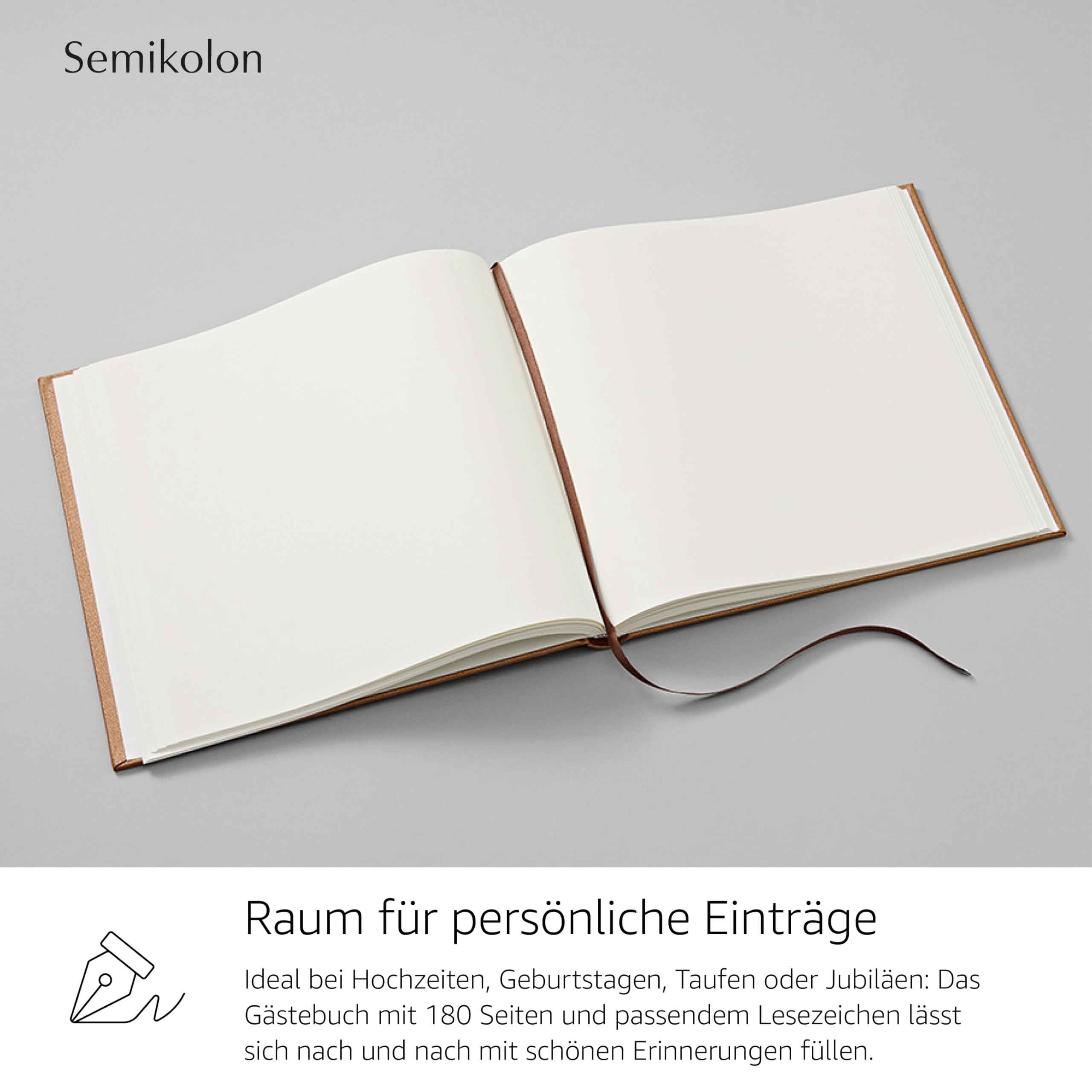 Semikolon 600088 Gästebuch - 25 x 23 cm - mit 180 blanko Seiten zum Selbstgestalten, Lesezeichen - Metallic Edition Urban Bronze