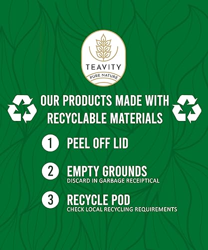 Vista 316 de Teavity - Paquete variado de cápsulas de té orgánicas Cápsulas de té caliente o hielo para Keurig, manzanilla, desayuno inglés, té negro, cápsulas