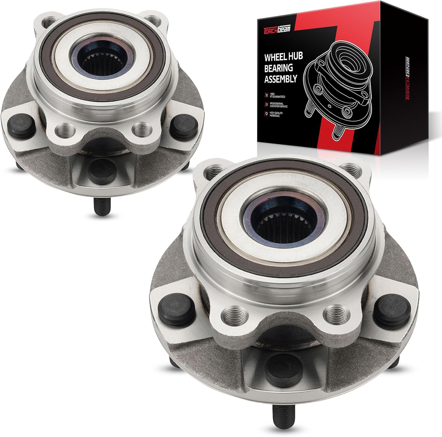 Torchbeam Pair 513257 Front Wheel Hub Bearing Assembly for 2006-2012 Toyota RAV4, 2008-2015 Scion xB, 2012-2017 Toyota Prius V, Scion tC, Toyota Corolla iM Scion iM, Wheel Bearing 5 Lugs