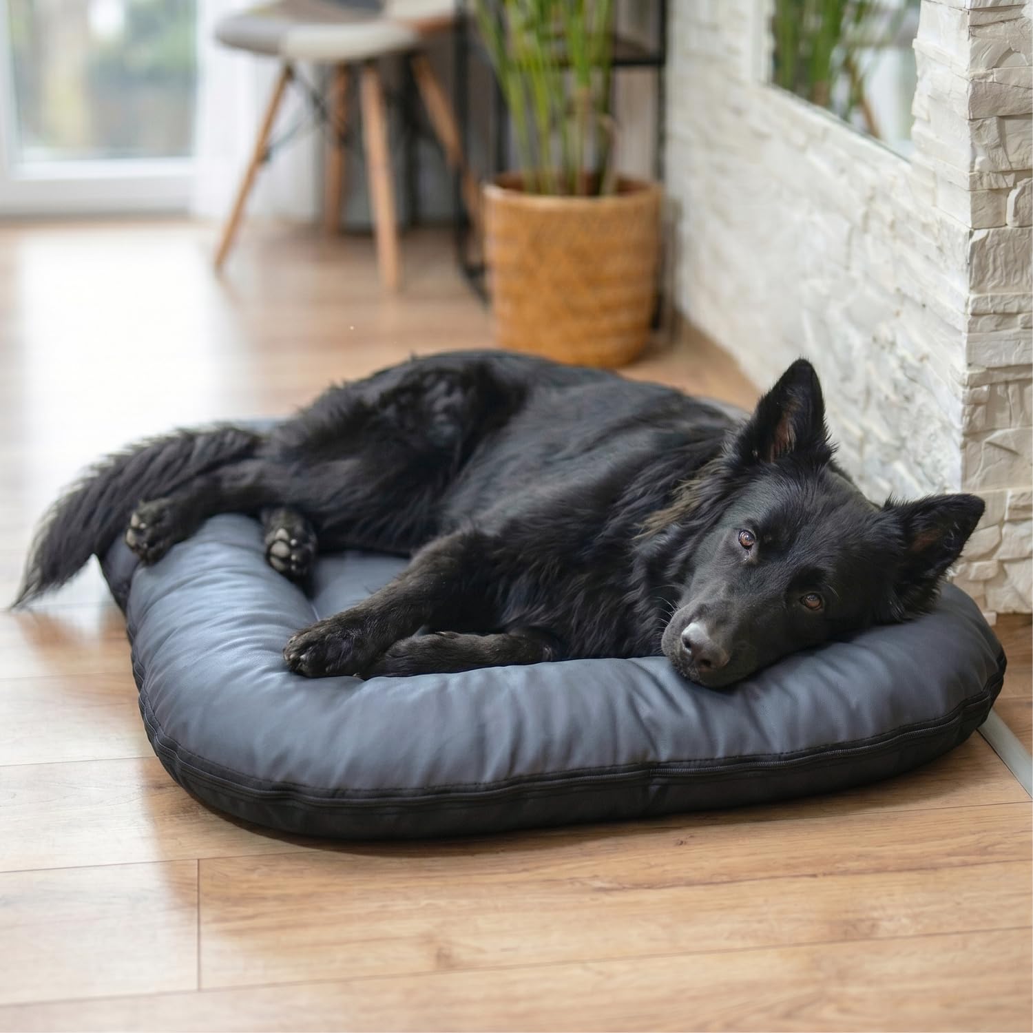 4L Textil Hundebett Kunstleder Hundematratze Hundekissen große Hunde | Wasserabweisend | Abwischbar | Robust
