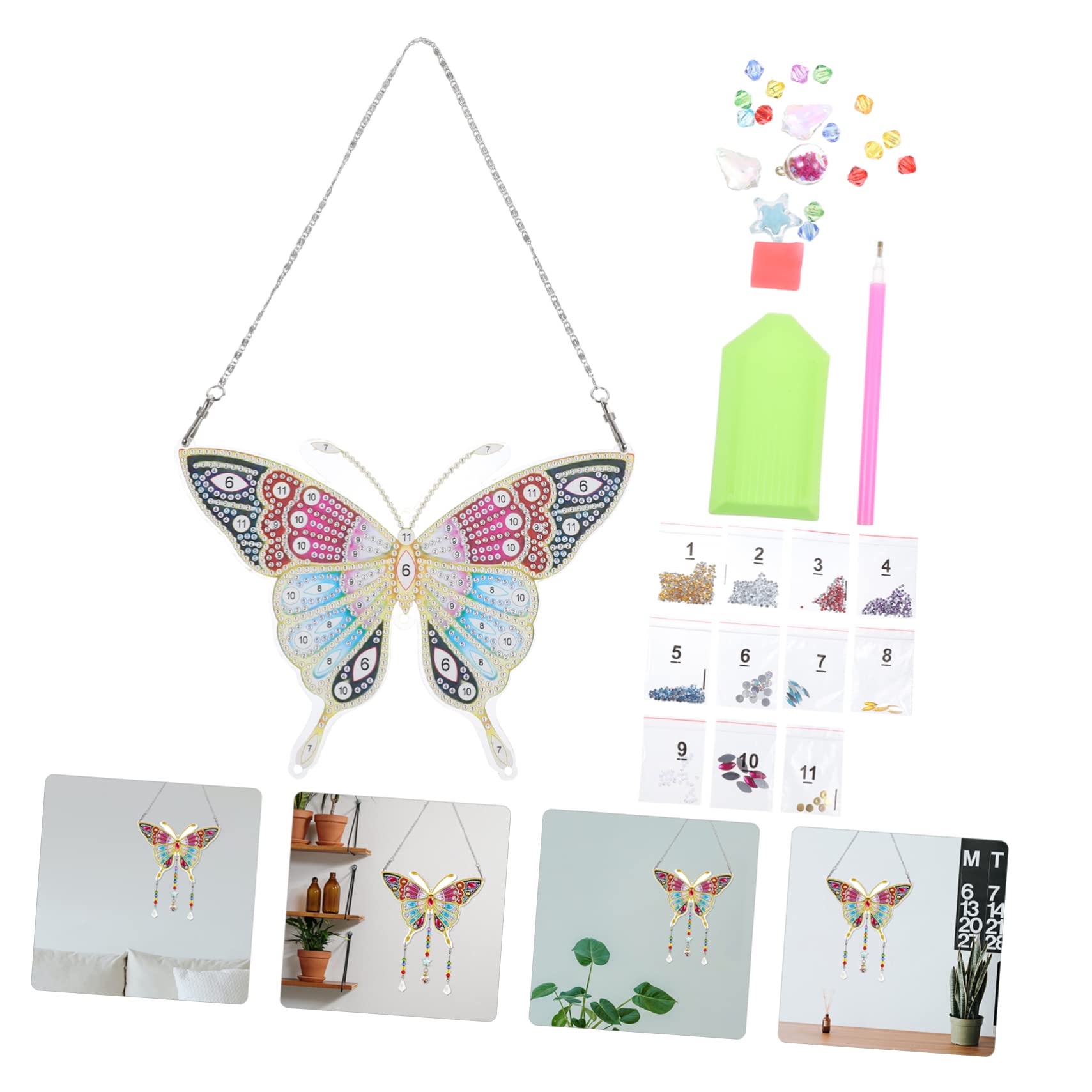 Frundoo Kit 8 Pezzi Pittura Con Diamanti A Forma Di Farfalla - Decorazioni Per Giardino Con Paletti E Ventose - 4