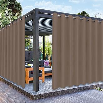 PureFit Outdoor Curtains for Patio Waterproof Weatherproof, UV Resistant Outside Curtains for Gazebo, Front Porch, Pergola, Sun Blocking Privacy Curtain, 120W x 108L inch, 1 Panel, Camel