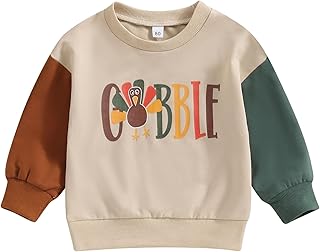 Lamuusaa Toddler Baby Girl Boy Halloween/Thanksgiving Clothes Pumpkin/Turkey Crewneck Sweatshirt Oversized Sweater