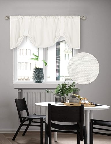 Home Queen Cenefa de Cortina con Amarre para Tratamiento de Ventana para Sala de Estar, Cenefa de Cortina Estilo Globo Ajustable con Bolsillo