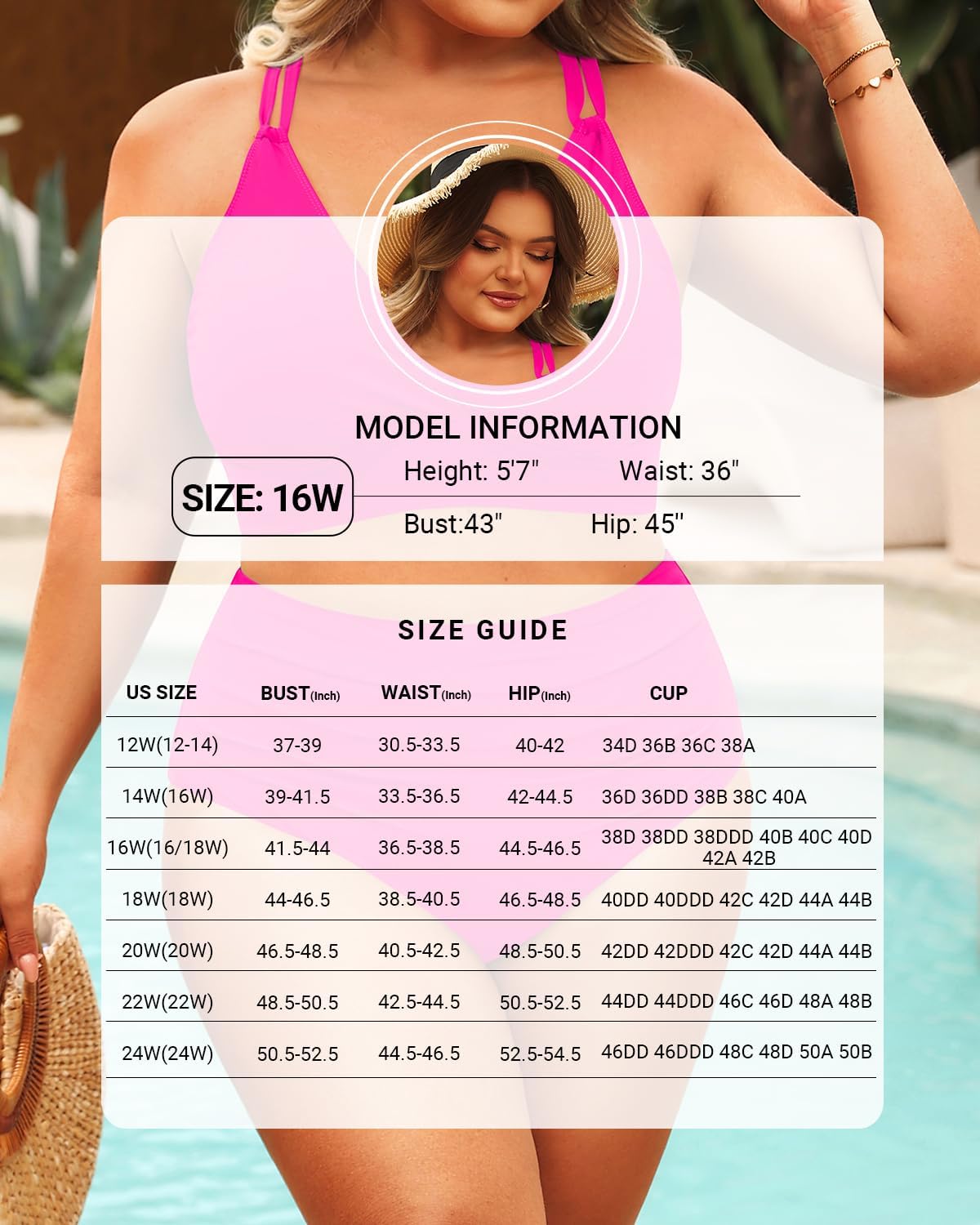 Women Plus Size Two Piece Swimsuit - High Waisted Bikini with Double Straps Tummy Control Bathing Suit 2025 Swimwear - Image 6