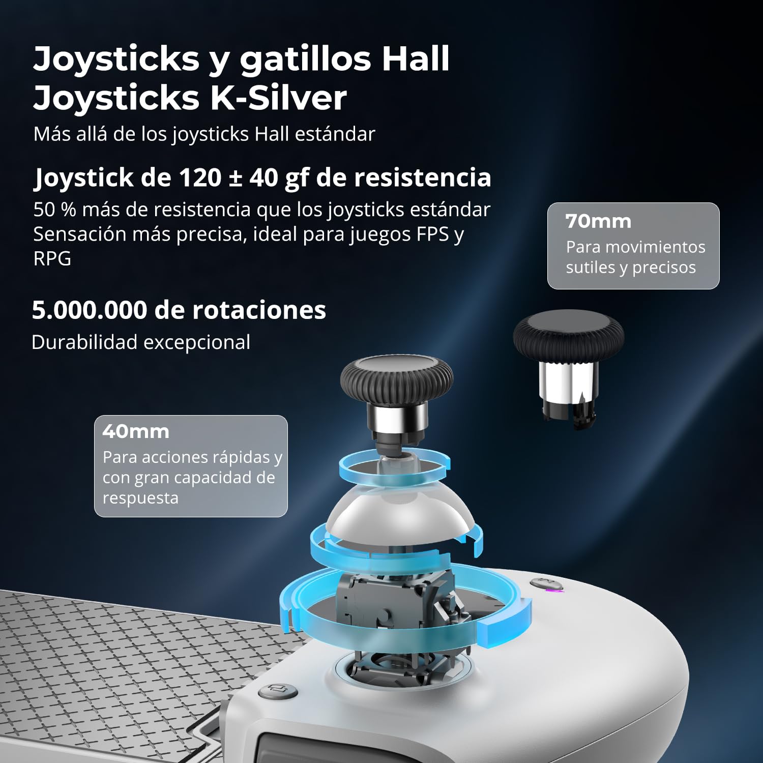 S9 - Controlador de teléfono para juegos para iPhone 15/16, iPad 6/7 y tableta de teléfono Android, Bluetooth y tipo C con aplicación, para Roblox, Genshin Impact, Call of Duty, Hall Joystick