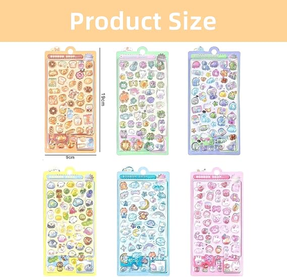 6 Pcs 3D Stickers Puffy Stickers for Teenager, Cute Animal Design Cartoon Mini Sticker with Pink Bunny, Suitable as Rewards & Decorations, Creative Gift Accessories for Phone Case Notebook Scrapbook