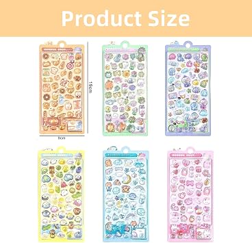 6 Pcs 3D Stickers Puffy Stickers for Teenager, Cute Animal Design Cartoon Mini Sticker with Pink Bunny, Suitable as Rewards & Decorations, Creative Gift Accessories for Phone Case Notebook Scrapbook