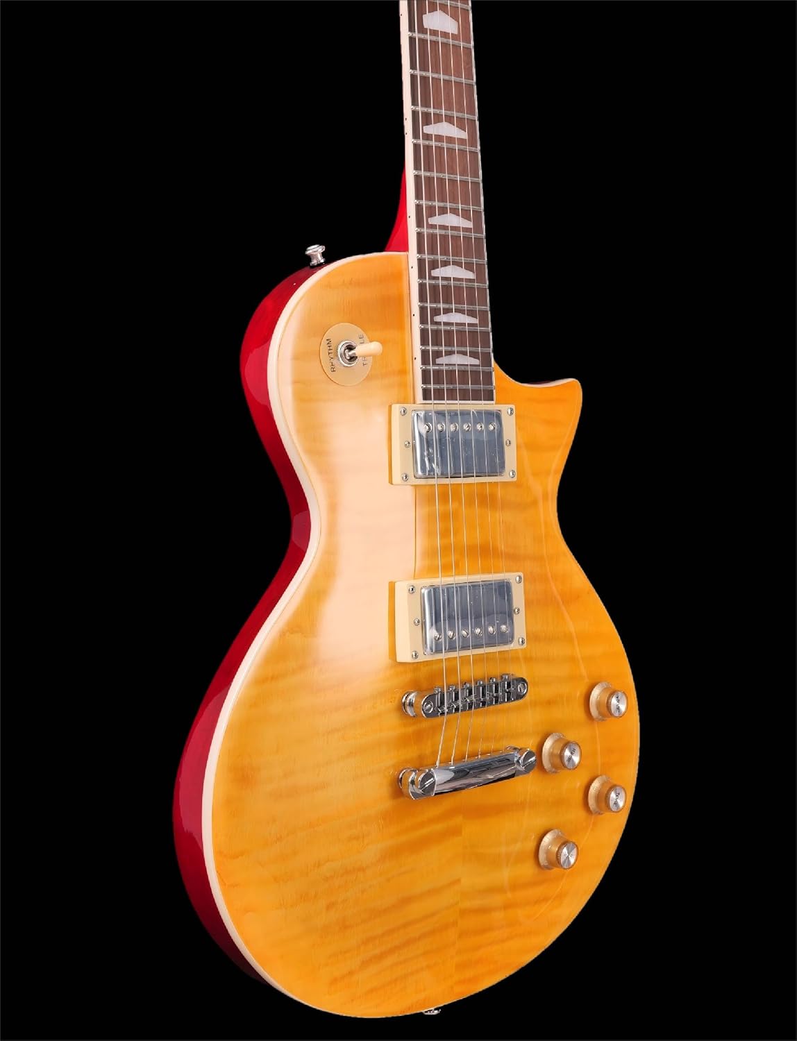 KGD Electric Guitar, Mahogany Body & Neck, 22 Fret Rosewood Fingerboard, 6-String Professional Fixed Bridge,Professional/Full Size/Electric Guitars for Adults (Yellow)