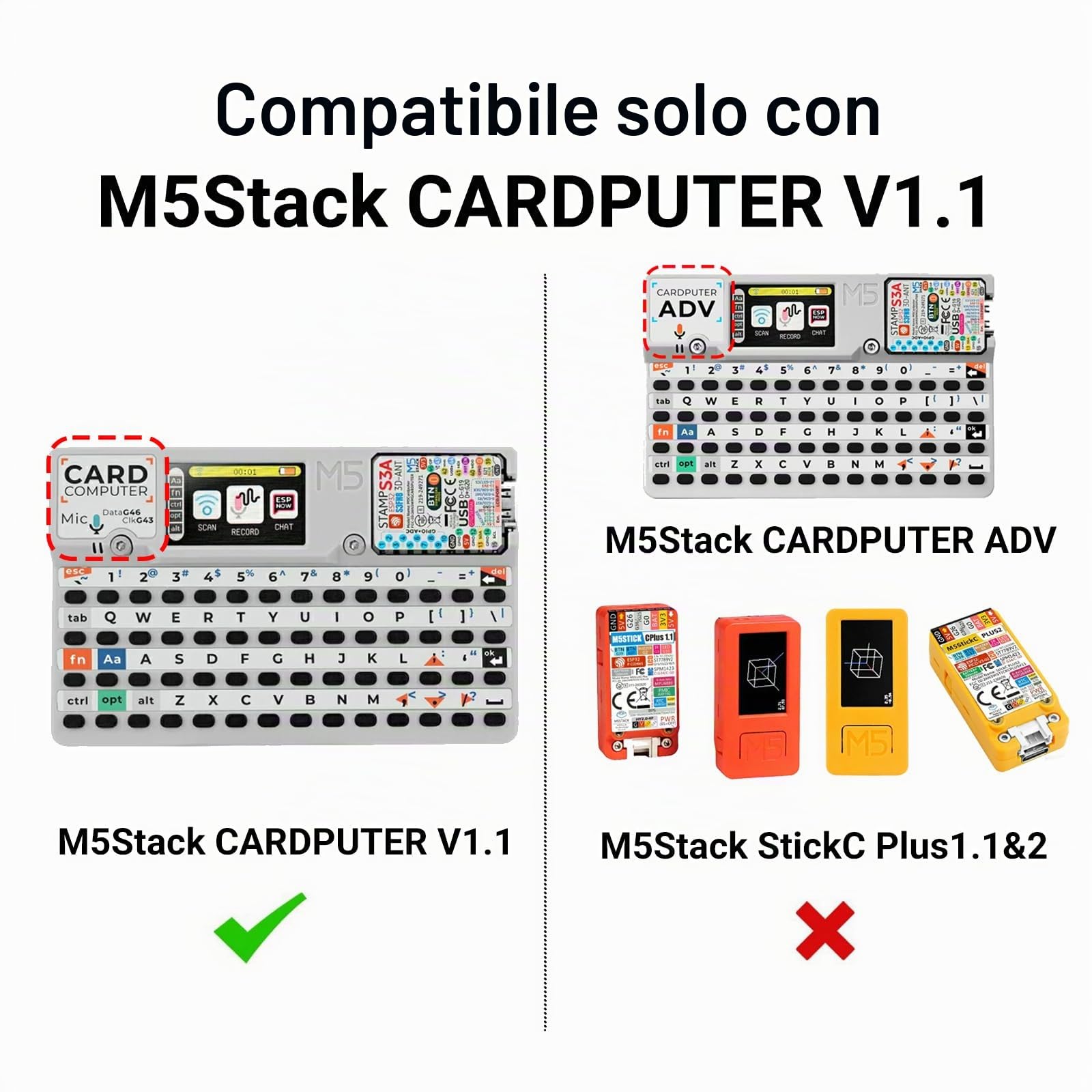 Scheda M5Stack Cardputer RF 3 in 1, NRF24L01+ PA/LNA & CC1101 Ricetrasmettitore Sub-GHz con slot MicroSD - Modulo di sviluppo IoT Plug & Play per l'analisi del segnale e la formazione