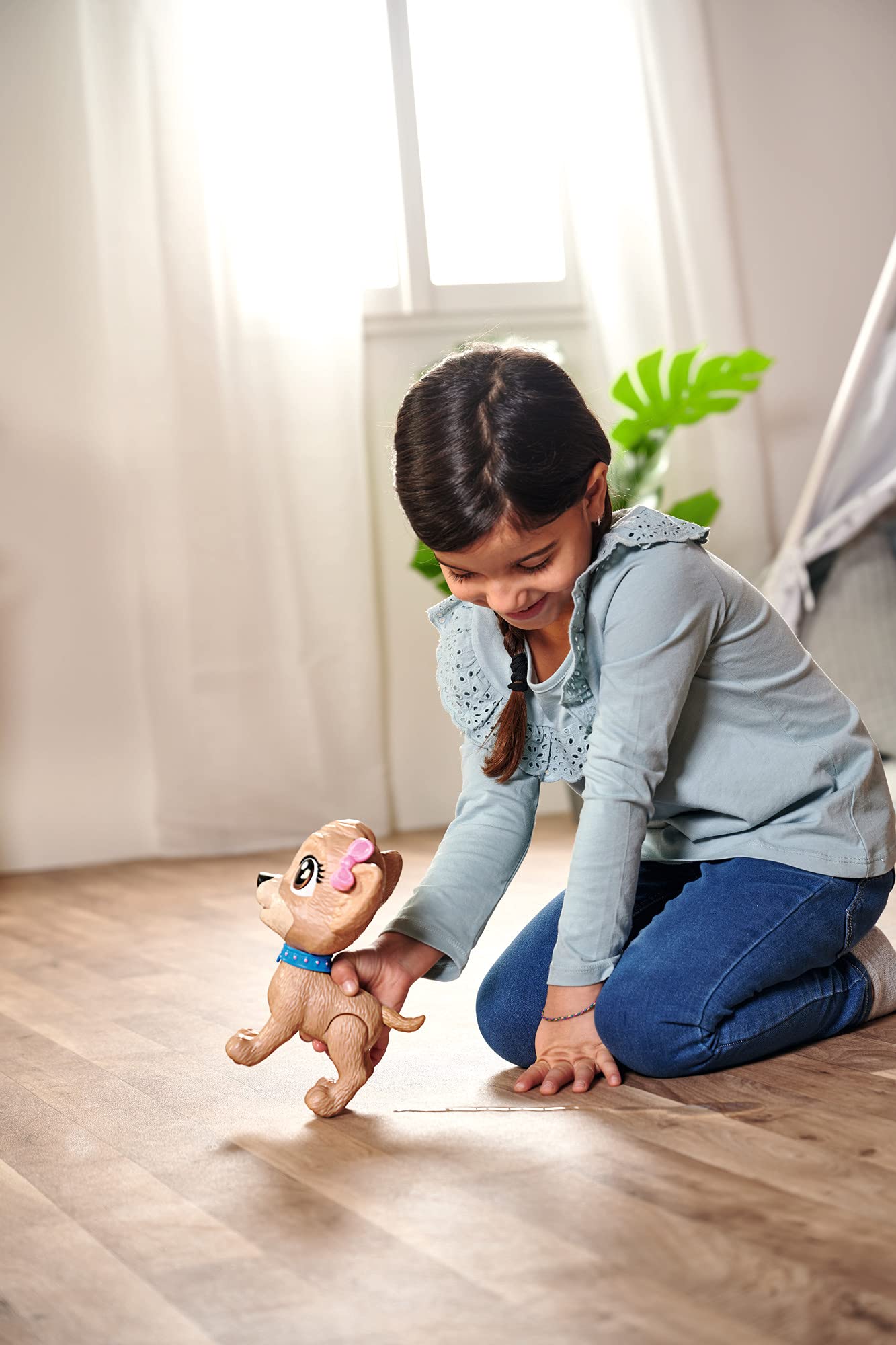 Simba 105893460 ChiChi Love Pii Pii Puppy Szczeniak 20 cm, piesek sikający, chodzi na smyczy, szczeniak z bajki dla dzieci od 3 lat
