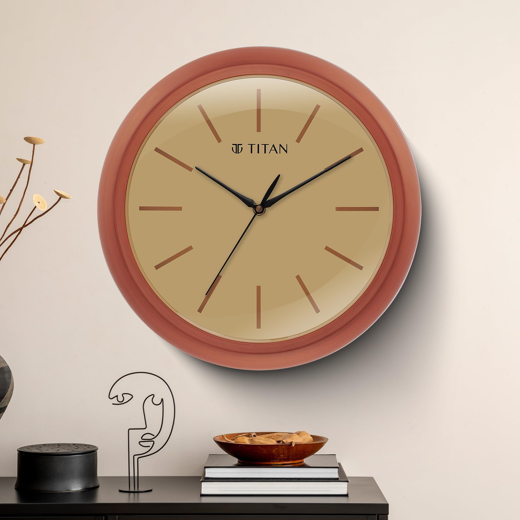 GLAY TERU GENTEN CLOCK 時計　新品 Titan Classic Brown Wall Clock with Wood Finish & Domed Glass