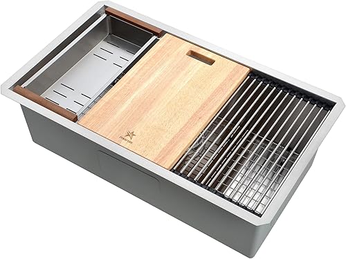 Miniatura 5 de STARSTAR Colador de acero inoxidable para fregadero de cocina con estación de trabajo (cubierta negra, 10.58 W - 8.58 L)