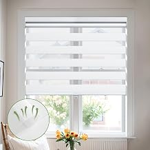 MiLin Cordless Zebra Blinds Light Filtering Zebra Windows Shades Dual Layer Free-Stop Roller Shades Sheer Thermal Insulated Reduce Noise Roller Blinds for Windows - White Custom Size