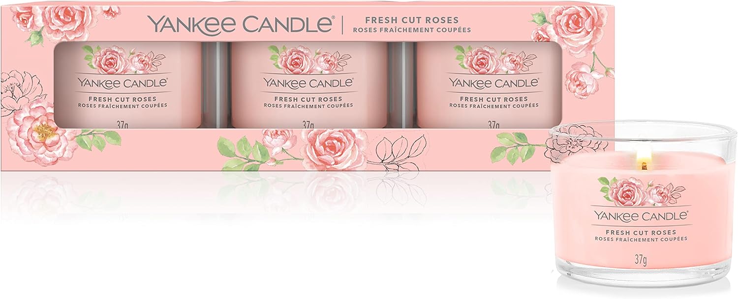 Yankee Candle Scented Candles Gift Set Fresh Cut Roses Filled Votive