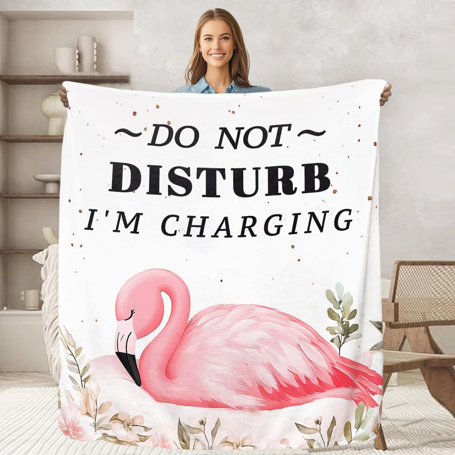 keepitcozi Flamingo Throw Blanket for Adult Kids, Flamingo Lovers Gifts Blanket Cute Animal Home Room Decor, Flannel Soft Blanket for Bed Couch 50"x60"
