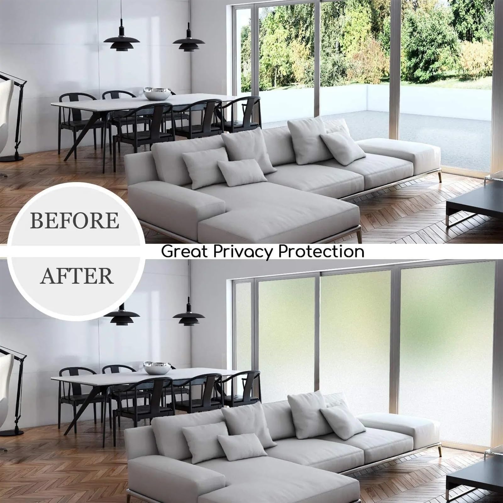 Pellicola per Finestre Pellicola for finestre smerigliata Pura Privacy Protezione Solare autoadesiva for in Vetro Opaco for Bagno Ufficio(55x500 cm)