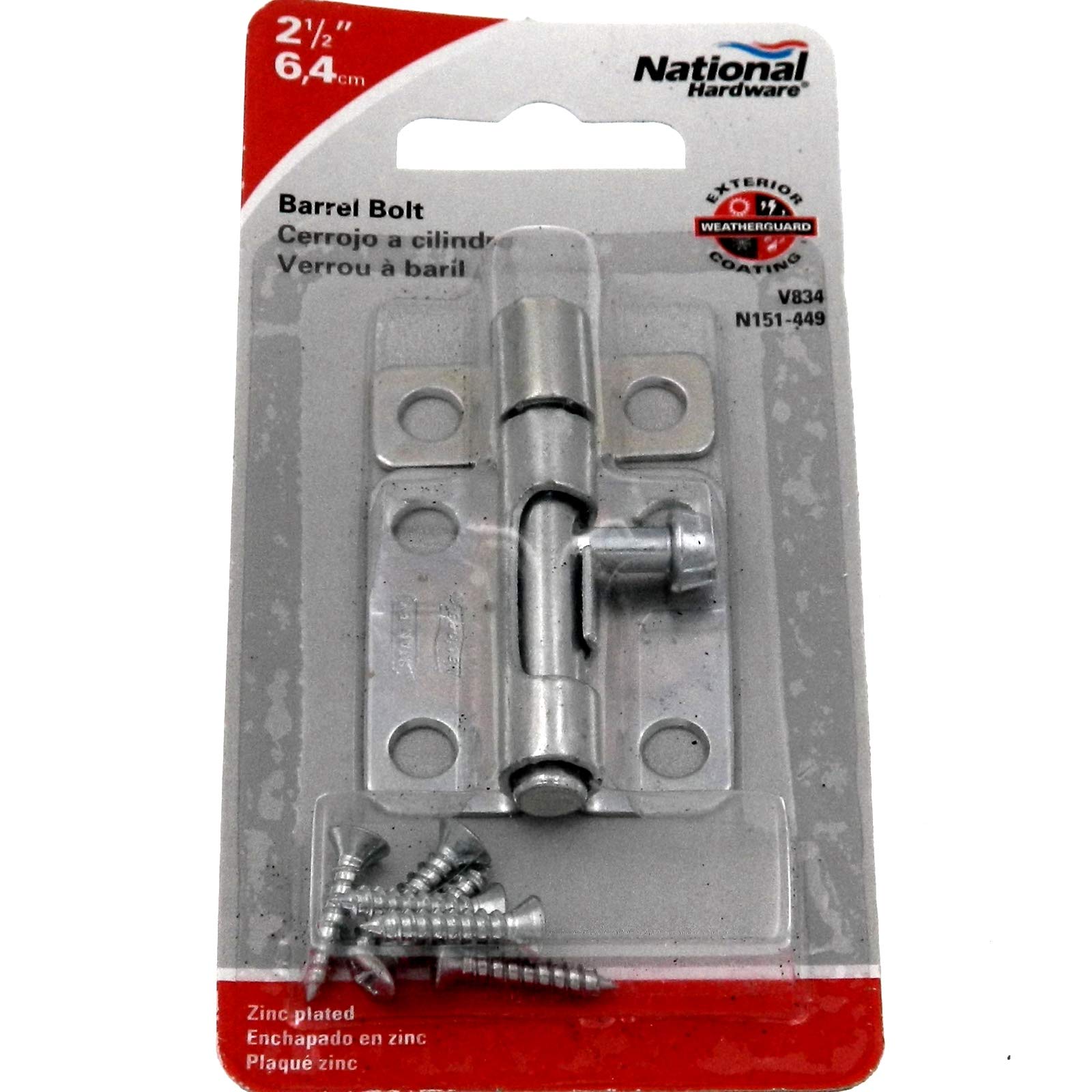 Boulon de corps Stanley N151-449 de 2,5 pouces en zinc pour vis de meuble
