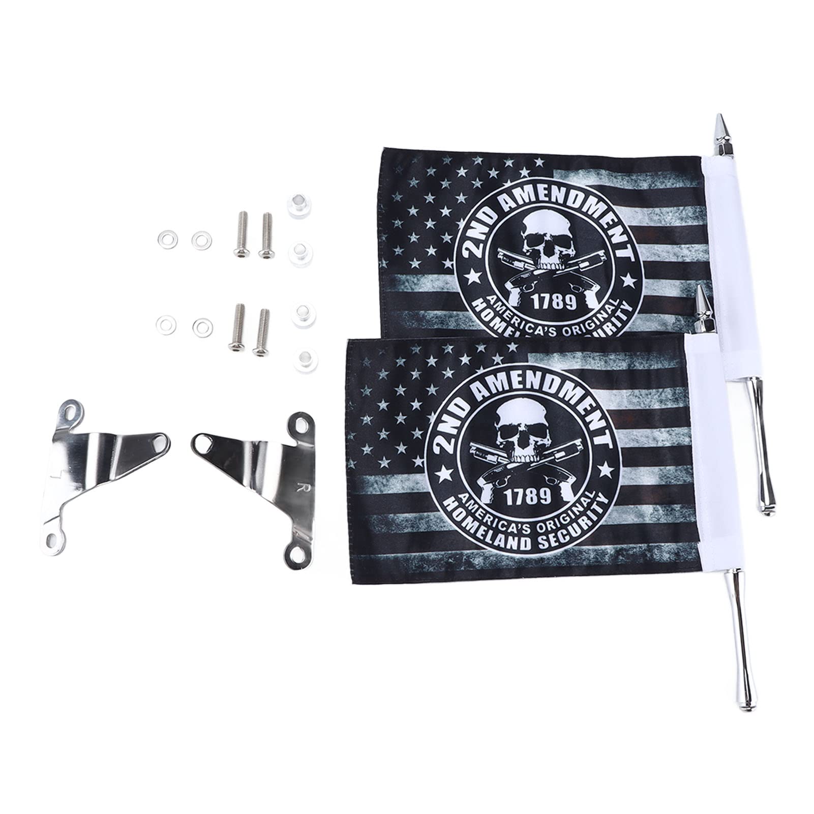 Kit de Montaje en Mástil de Bandera para Tapa de Maletero, Diseño Elegante con Banderas de Seguridad Nacional para Gold Wing 2018-2020, Acabado Cromado de Aluminio Duradero